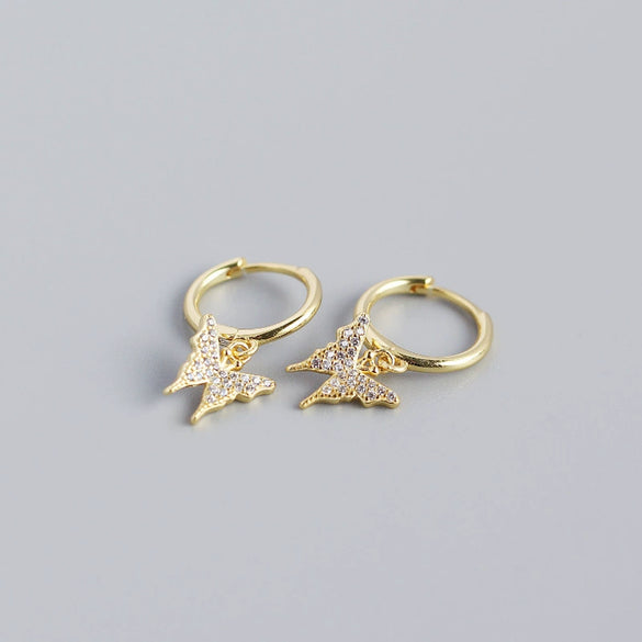 Wholesale S925 Sterling Silver Insect Butterfly Earbuckle Earrings With Electroplating Sweet Style For Female