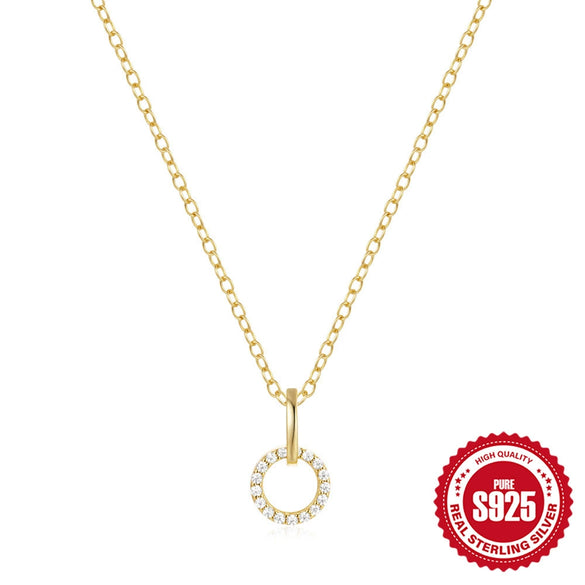 Wholesale S925 Sterling Silver Interlocking Micropaved Zircon Geometric Clavicle Chain Necklace For Women With Electroplating
