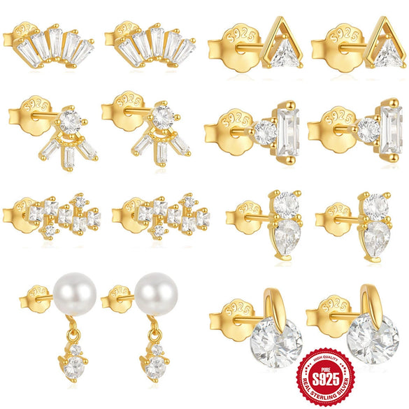 Wholesale S925 Sterling Silver Irregular Ladder Square Zircon Geometric Fashion Earrings With Electroplating For Women