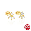 Wholesale S925 Sterling Silver Irregular Ladder Square Zircon Geometric Fashion Earrings With Electroplating For Women