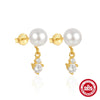 Wholesale S925 Sterling Silver Irregular Ladder Square Zircon Geometric Fashion Earrings With Electroplating For Women