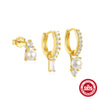 Wholesale S925 Sterling Silver Irregular Star Month Fashion Tassel Earring 3 Piece Set With Geometric Pattern And Electroplating Treatment
