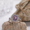 Wholesale S925 Sterling Silver Lace Flower Crystal Ring Set With Gems In Light Luxury Style
