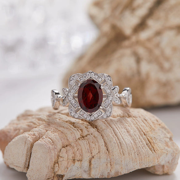 Wholesale S925 Sterling Silver Lace Flower Crystal Ring Set With Gems In Light Luxury Style