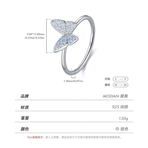 Wholesale S925 Sterling Silver Lady Style Butterfly Crystal Ring With Electroplating