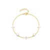 Wholesale S925 Sterling Silver Leaf Grass Pearl Fashion Elegant Women's Bracelet With Electroplating And Real Gold Plating Geometric Design