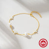 Wholesale S925 Sterling Silver Leaf Grass Pearl Fashion Elegant Women's Bracelet With Electroplating And Real Gold Plating Geometric Design