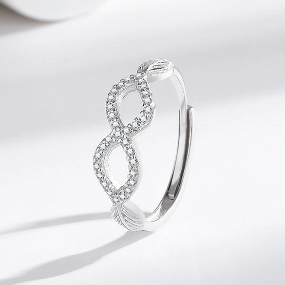 Wholesale S925 Sterling Silver Leaf Ring With Letters Numbers Text Electroplated Fashion Jewelry
