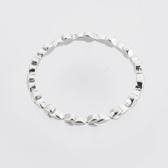 Wholesale S925 Sterling Silver Leaf Ring With Simple Classic Style And Electroplating Single Row Stacked Ring For Women