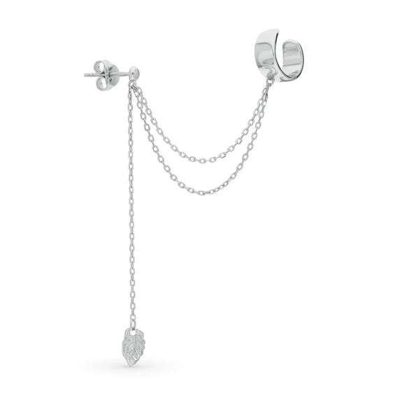 Wholesale S925 Sterling Silver Leaf Tassel Ear Clip Earrings With Flower Pattern And Electroplating For Women