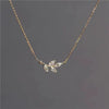 Wholesale S925 Sterling Silver Leaves Pattern Necklace Set With Diamonds For Women