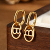 Wholesale S925 Sterling Silver Letter Earrings Simple And Highend Glossy Oval Niche Design Electroplated