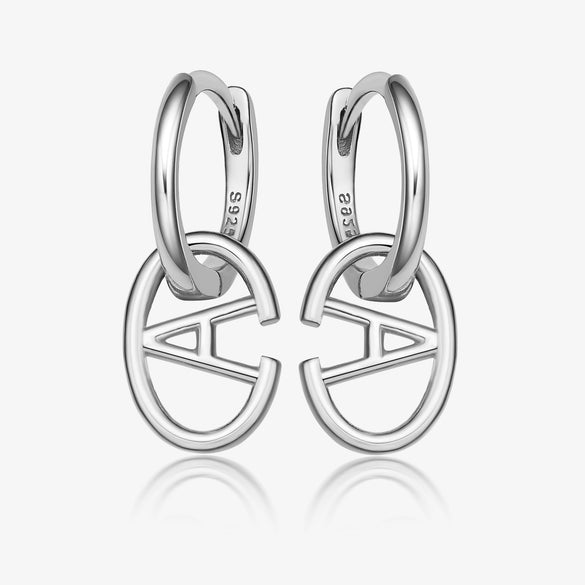 Wholesale S925 Sterling Silver Letter Earrings Simple And Highend Glossy Oval Niche Design Electroplated