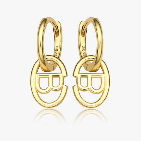 Wholesale S925 Sterling Silver Letter Earrings Simple And Highend Glossy Oval Niche Design Electroplated