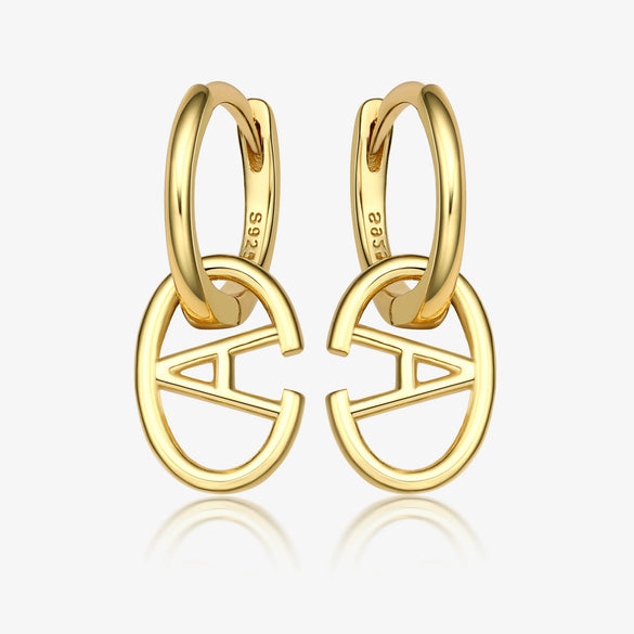 Wholesale S925 Sterling Silver Letter Earrings Simple And Highend Glossy Oval Niche Design Electroplated