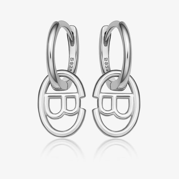 Wholesale S925 Sterling Silver Letter Earrings Simple And Highend Glossy Oval Niche Design Electroplated