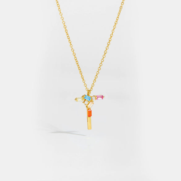 Wholesale S925 Sterling Silver Letter Pendant Necklace With 18K Gold Electroplating Simple And Fashionable