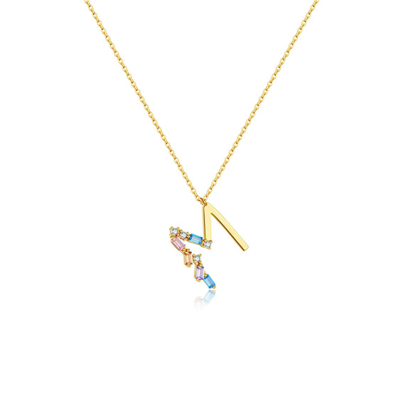 Wholesale S925 Sterling Silver Letter Pendant Necklace With 18K Gold Electroplating Simple And Fashionable