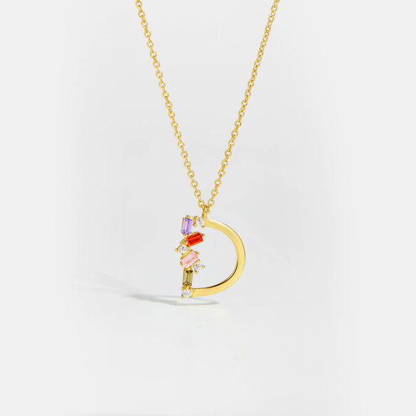 Wholesale S925 Sterling Silver Letter Pendant Necklace With 18K Gold Electroplating Simple And Fashionable
