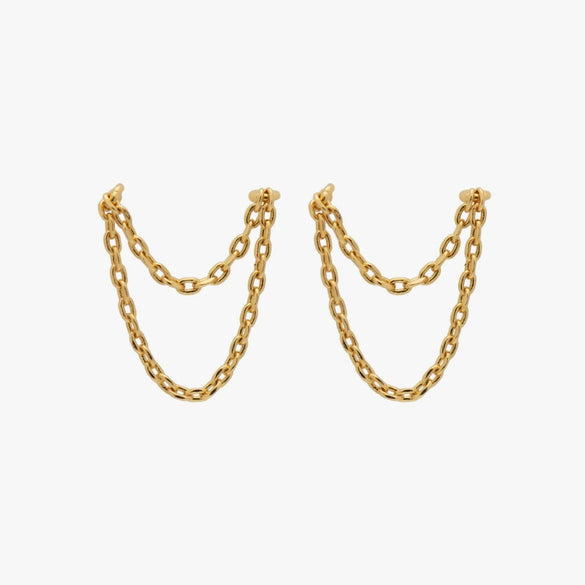 Wholesale S925 Sterling Silver Light Luxury Chain Tassel Earrings With Geometric Pattern And Environmental Protection Electroplating