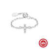 Wholesale S925 Sterling Silver Light Luxury Diamondencrusted Single Row Pearl Cross Inlaid Zircon Adjustable Fashionable Ring For Women
