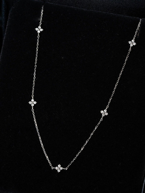 Wholesale S925 Sterling Silver Light Luxury Fourleaf Clover Ochain Necklace With Diamond Design