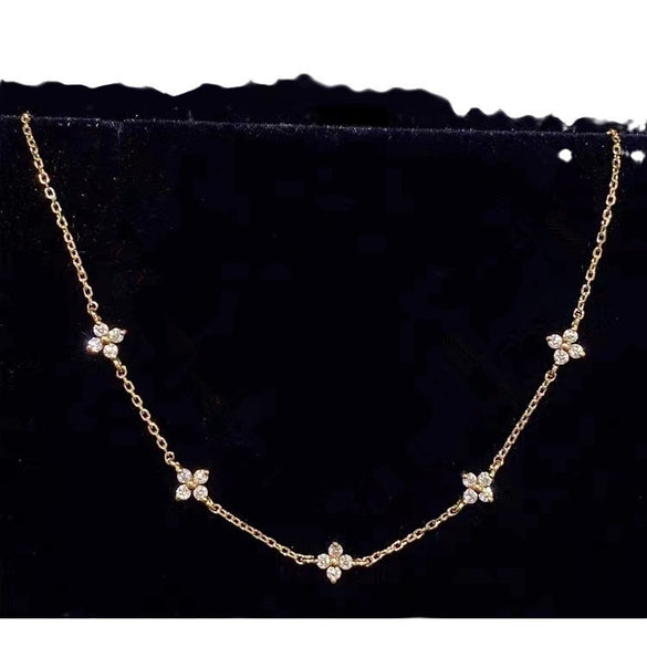 Wholesale S925 Sterling Silver Light Luxury Fourleaf Clover Ochain Necklace With Diamond Design
