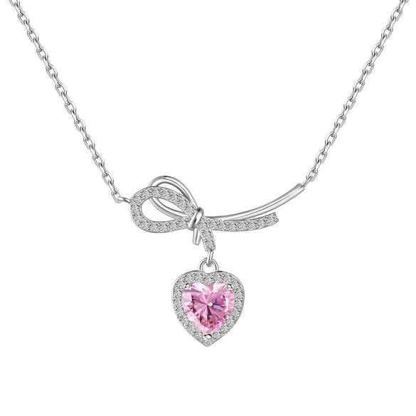Wholesale S925 Sterling Silver Light Luxury Geometric Heart Zircon Pendant Necklace For Women
