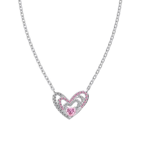 Wholesale S925 Sterling Silver Light Luxury Geometric Heart Zircon Pendant Necklace For Women