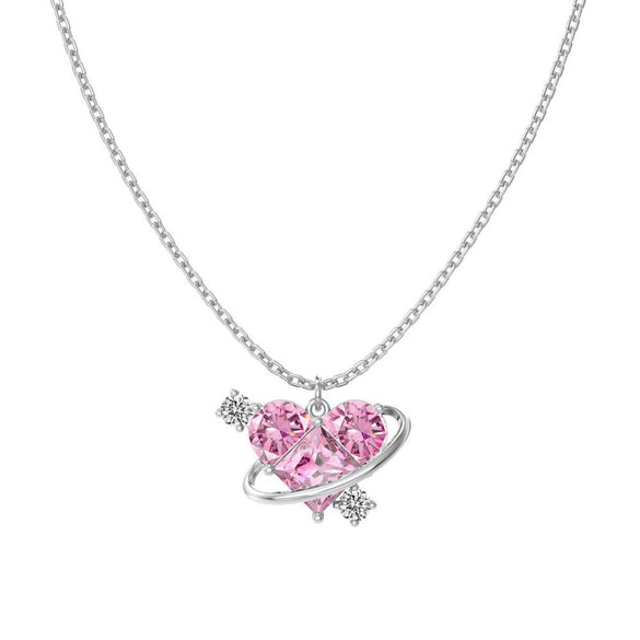 Wholesale S925 Sterling Silver Light Luxury Geometric Heart Zircon Pendant Necklace For Women