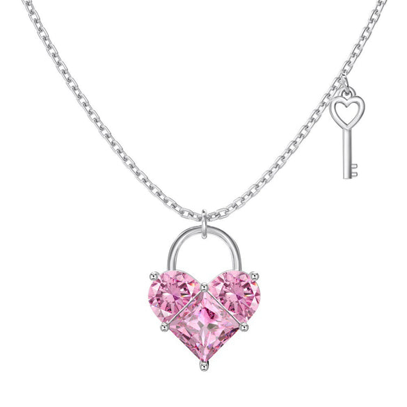 Wholesale S925 Sterling Silver Light Luxury Geometric Heart Zircon Pendant Necklace For Women