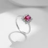 Wholesale S925 Sterling Silver Light Luxury Geometric Imitation Pigeon Red Blood Gemstone Ring For Women With Diamond Design