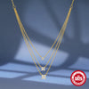 Wholesale S925 Sterling Silver Light Luxury Petals Three Layer Stacked Collarbone Necklace For Women With Geometric Design And Electroplating Treatment
