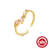 Wholesale S925 Sterling Silver Light Luxury Ring With Microinlaid Colored Diamonds Double Layer Open Design Geometric Pattern Electroplated
