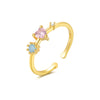 Wholesale S925 Sterling Silver Light Luxury Ring With Microinlaid Colored Diamonds Double Layer Open Design Geometric Pattern Electroplated