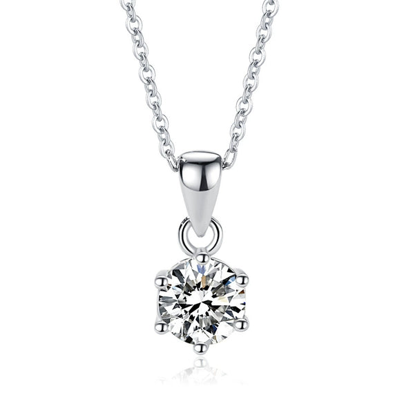 Wholesale S925 Sterling Silver Light Luxury Single Diamond Pendant With Sixclaw Seiko And Geometric Design Silver Jewelry