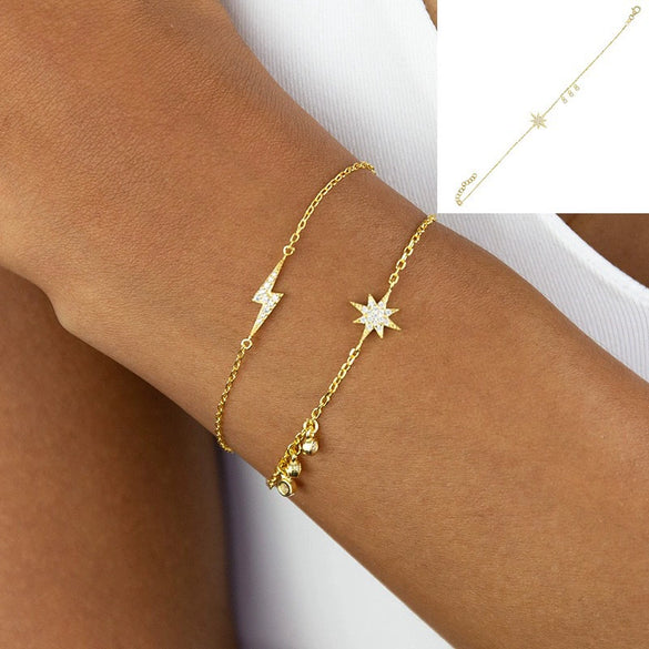 Wholesale S925 Sterling Silver Lightning Baiman Star Geometric Pattern Inlay Bracelet For Women Fashion Simple Gentle Temperament Stacked Wearing