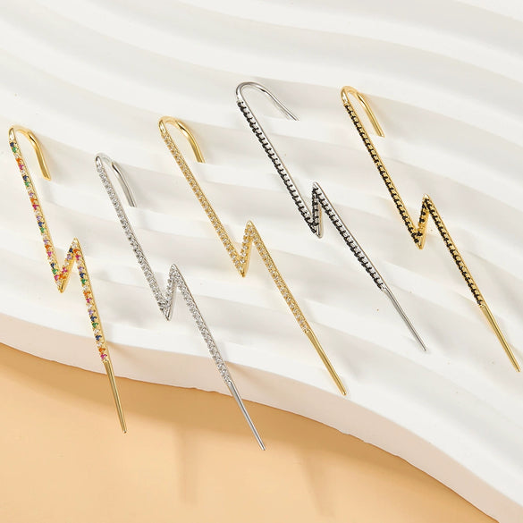Wholesale S925 Sterling Silver Lightning Geometric Ear Hook Ear Clip Ear Bone Clip With Electroplating
