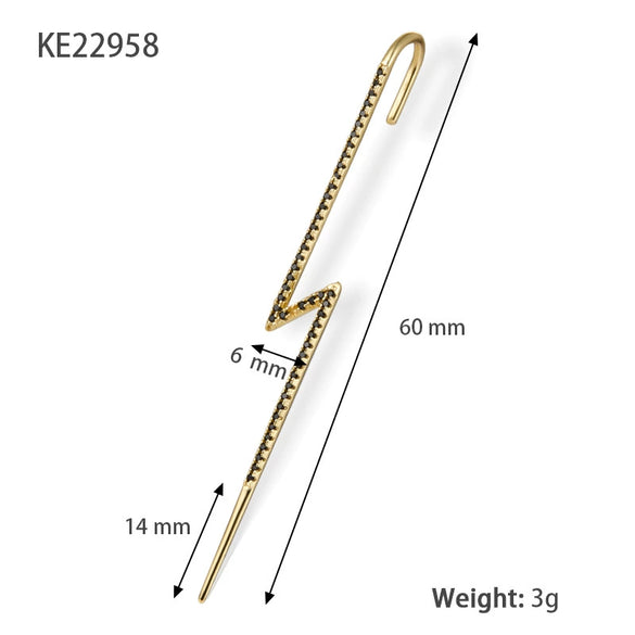 Wholesale S925 Sterling Silver Lightning Geometric Ear Hook Ear Clip Ear Bone Clip With Electroplating
