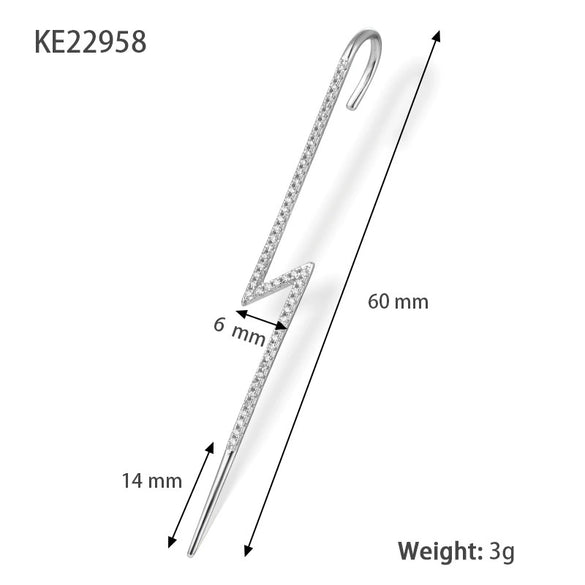 Wholesale S925 Sterling Silver Lightning Geometric Ear Hook Ear Clip Ear Bone Clip With Electroplating