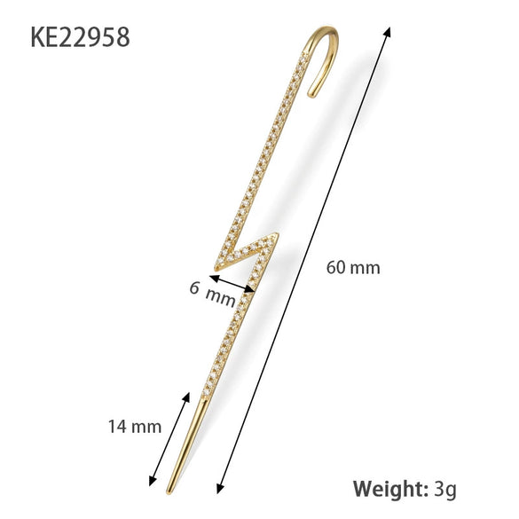 Wholesale S925 Sterling Silver Lightning Geometric Ear Hook Ear Clip Ear Bone Clip With Electroplating