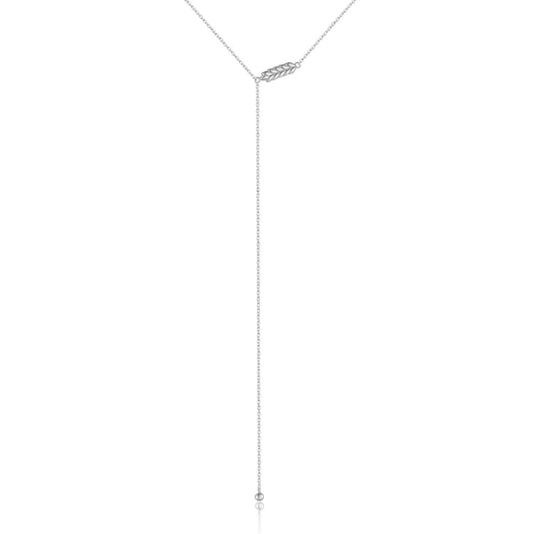 Wholesale S925 Sterling Silver Long Tassel Wheat Ear Pendant Necklace For Women Geometric Pattern Electroplated Platinum Or 18K Gold