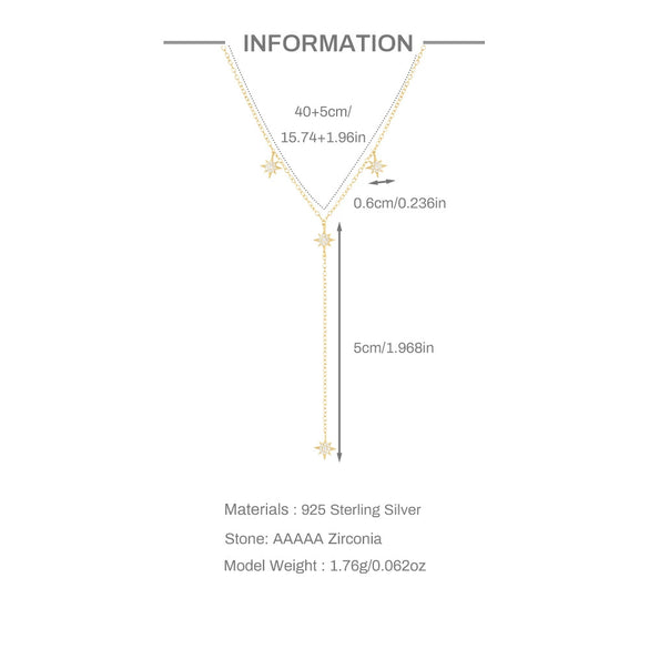 Wholesale S925 Sterling Silver Long Yshaped Tassel Geometric Eight Mans Star Flash Diamond Electroplated Female Light Luxury Sexy Neck Chain