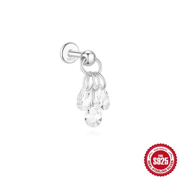 Wholesale S925 Sterling Silver Lotus Flower Electroplated Cartilage Spiral Puncture Ear Nail For Women