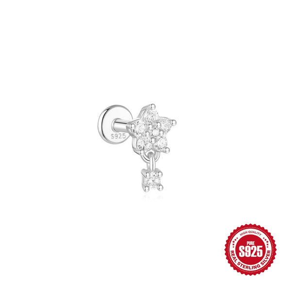 Wholesale S925 Sterling Silver Lotus Flower Electroplated Cartilage Spiral Puncture Ear Nail For Women
