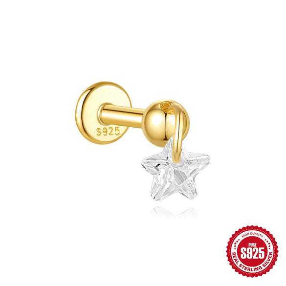 Wholesale S925 Sterling Silver Lotus Flower Electroplated Cartilage Spiral Puncture Ear Nail For Women