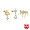 Wholesale S925 Sterling Silver Lotus Flower Piercing Thread Stud Earrings With High Grade Diamond Embedded And Zirconia Design