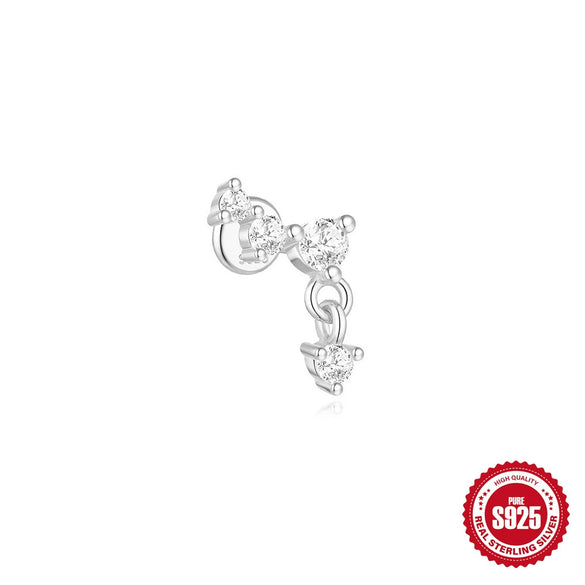 Wholesale S925 Sterling Silver Lotus Flower Shaped Electroplated Cartilage Spiral Puncture Ear Nail For Women