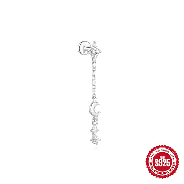 Wholesale S925 Sterling Silver Lotus Flower Shaped Electroplated Cartilage Spiral Puncture Ear Nail For Women