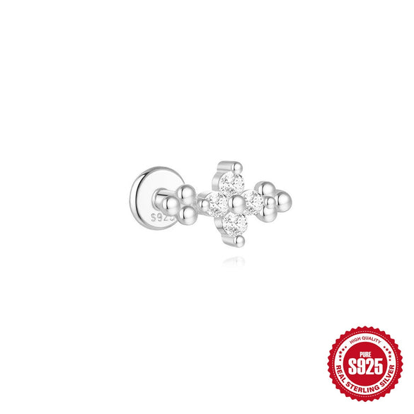 Wholesale S925 Sterling Silver Lotus Flower Shaped Electroplated Cartilage Spiral Puncture Ear Nail For Women